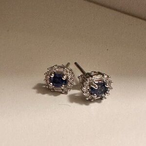 Dazzling Silver and Blue Gemstone Earrings